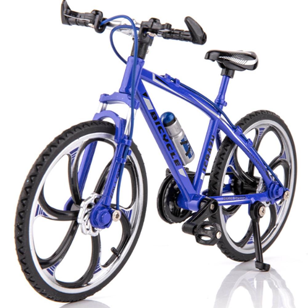 Mini bicicleta modelo resistente ao desgaste dobrável liga bicicleta ornamento simulação decoração coleção brinquedos para crianças: Blue