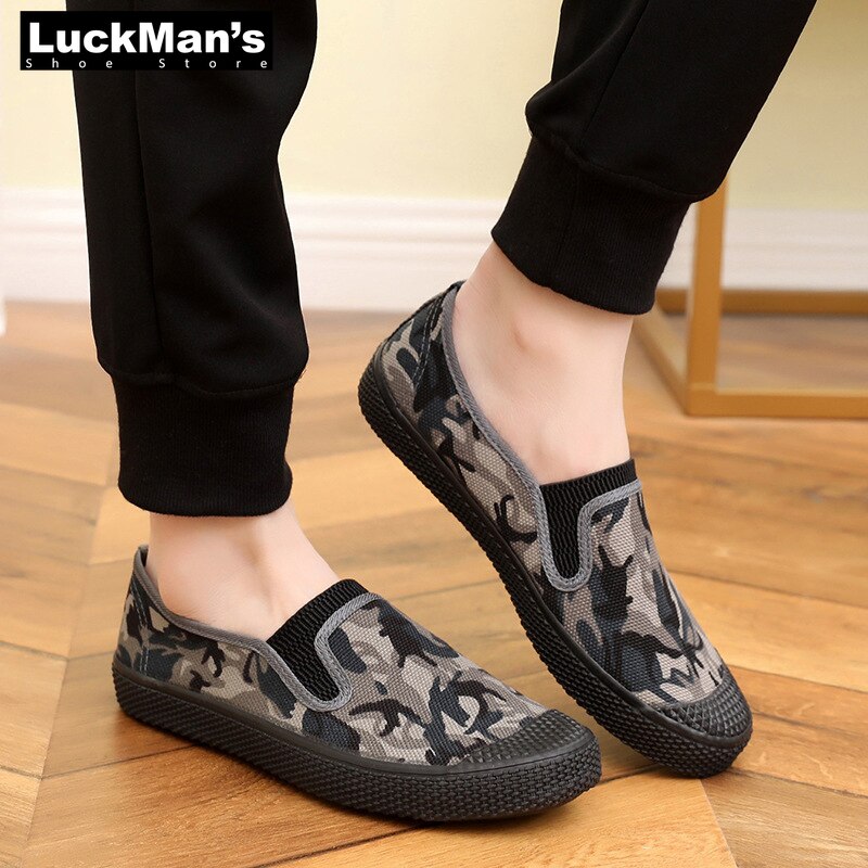 Klassiske camouflage arbejde fritidssko mænd slip-on skridsikre mænd sko behagelige lette arbejdssko til mænd