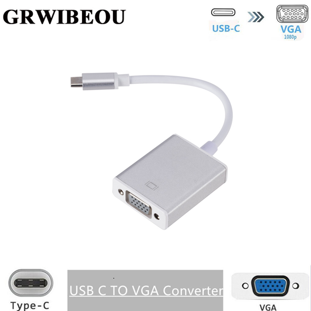 Grwibeou Usb 3.1 Naar Vga Adapter Type C Naar Vrouwelijke Vga Adapter Kabel Voor Macbook Oppervlak Pro Sales usb C Naar Vga Converter