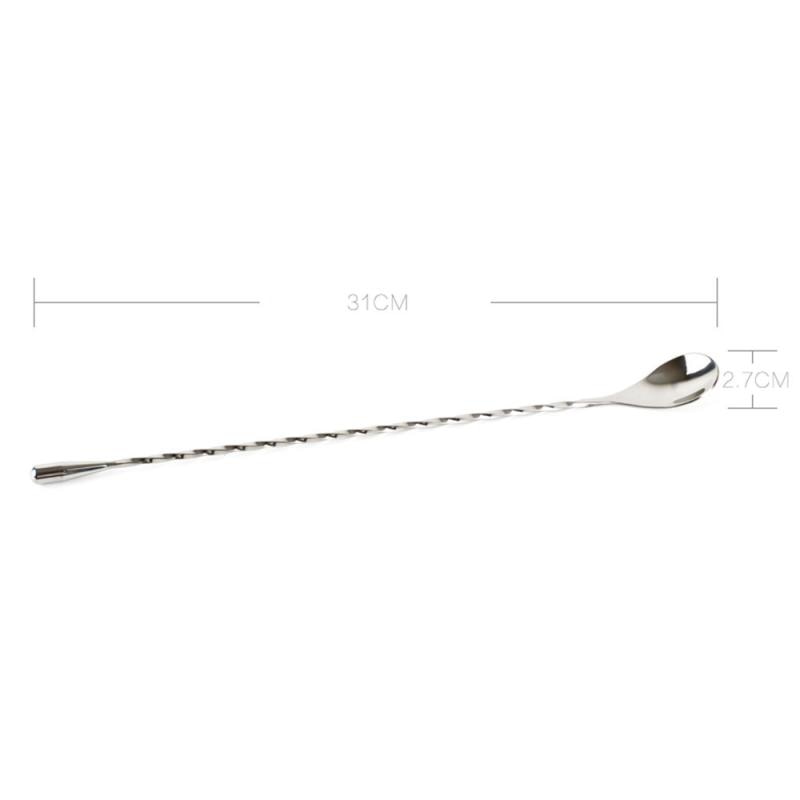 304 Stainless Steel Cocktail Shaker Mixing Spoon Long Handle Swizzle Sticks Cocktail Whisk Bar Spoons Bar Tools: 1pcs