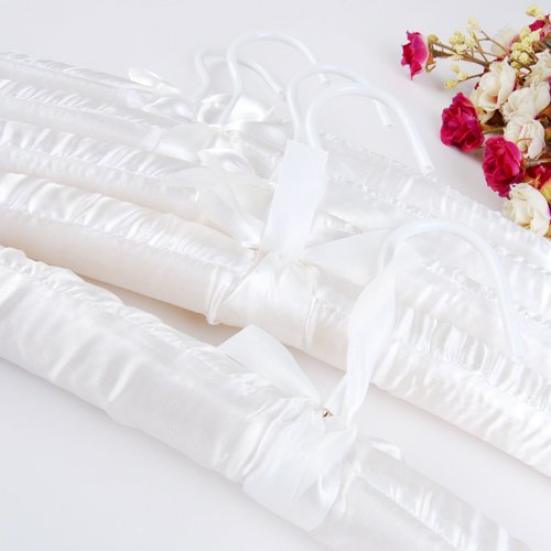 Clothes hanger 5 X White Satin Padded Clothes Hook Hanger Luxury padded satin hangers with wire hooks Satin covering holds even