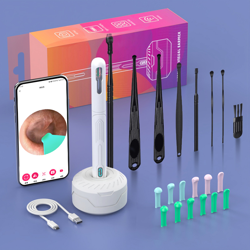 Limpiador de oídos con cámara, palos para los oídos HD, otoscopio, carga USB C, endoscopio, herramienta de eliminación de cera, palillo para los oídos, juego de limpieza de oídos NK3 Pro: Plata