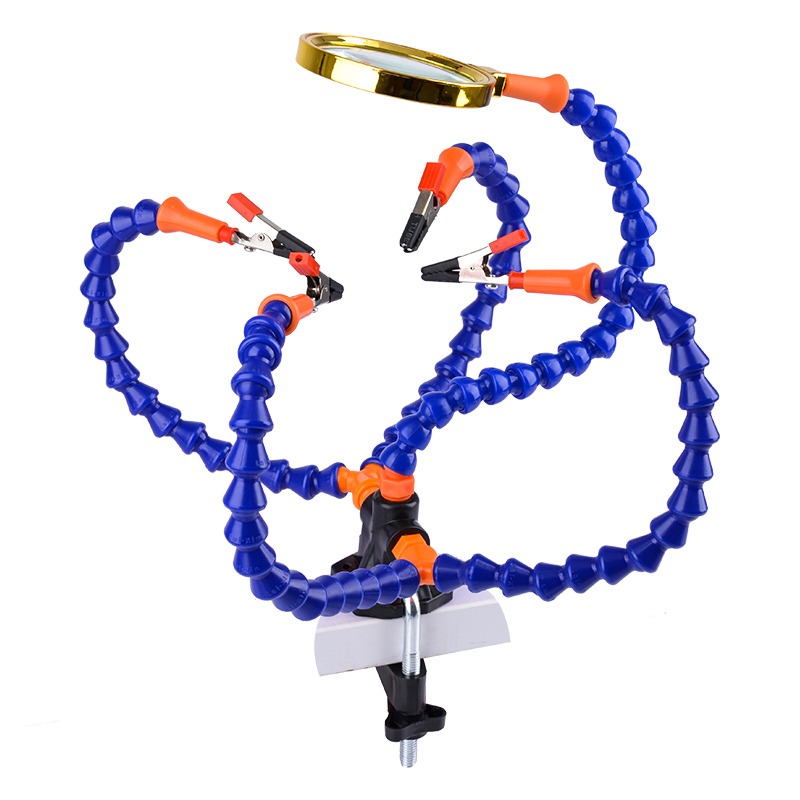 Table Clamp Soldering Helping Hand Third Hand Tool Soldering Station USB Illuminated Magnifier Welding Repair Tool: GJ92-5Pc