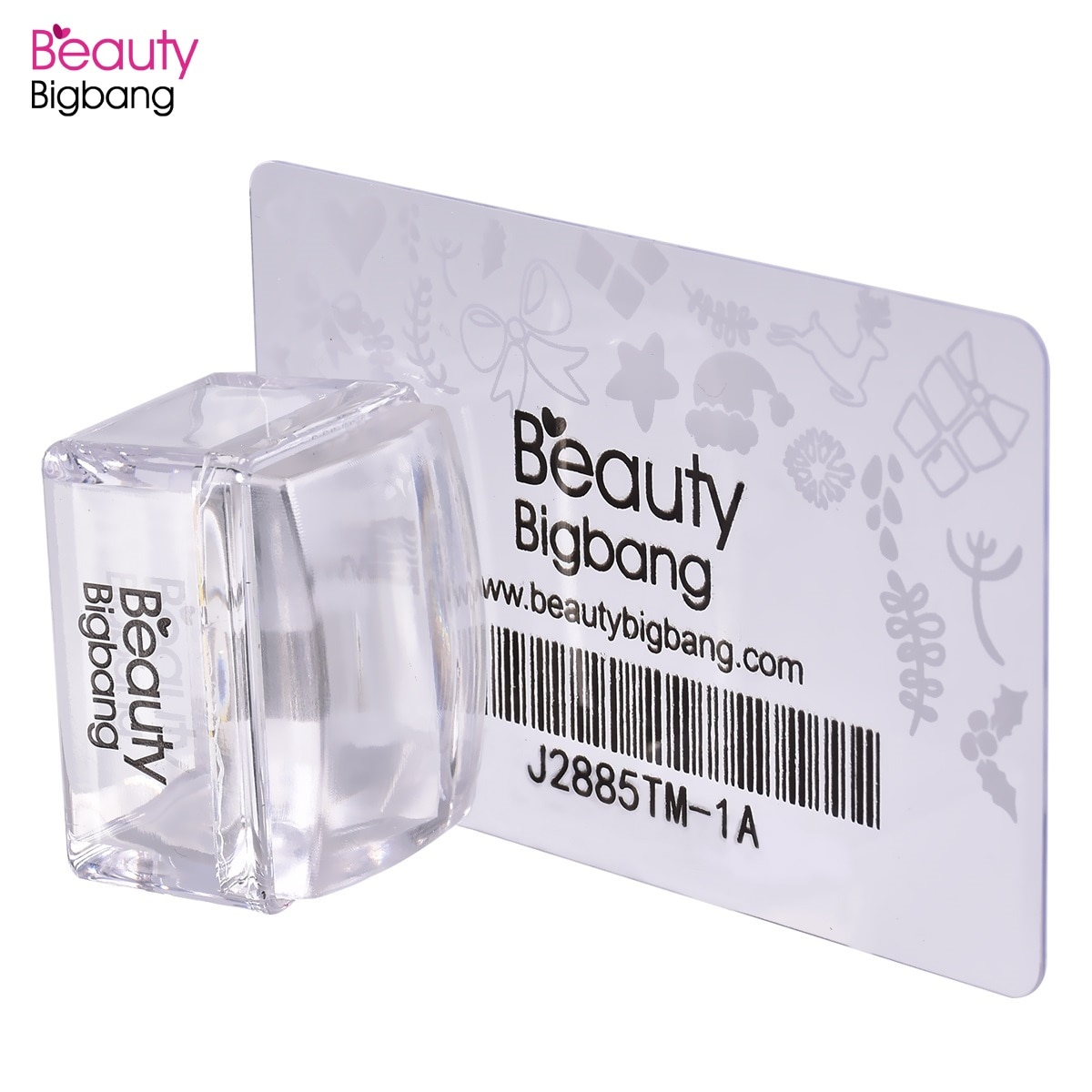 Beautybigbang 1Set Rechthoek Jelly Siliconen Nail Stamper Met Schraper Clear Handvat Stempelen Tool Manicure Nail Art Stamper Kit