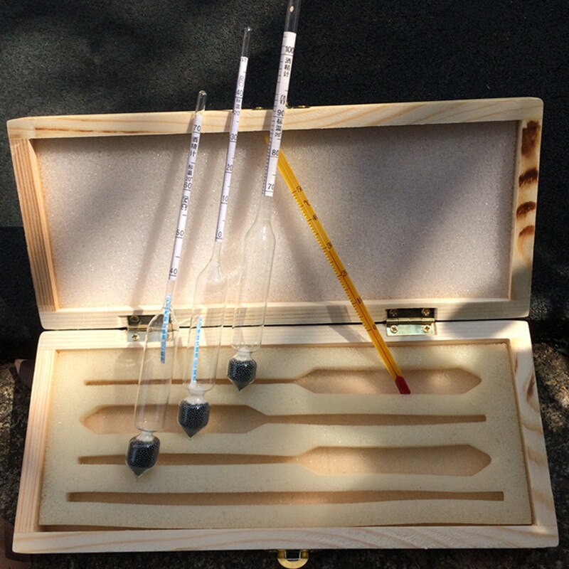 4 kpl hydrometrin alkoholimittarisarja 0 to 100%  alkoholimittarin testeri+lämpömittari viinimittari vintage alkoholipitoisuusmittari