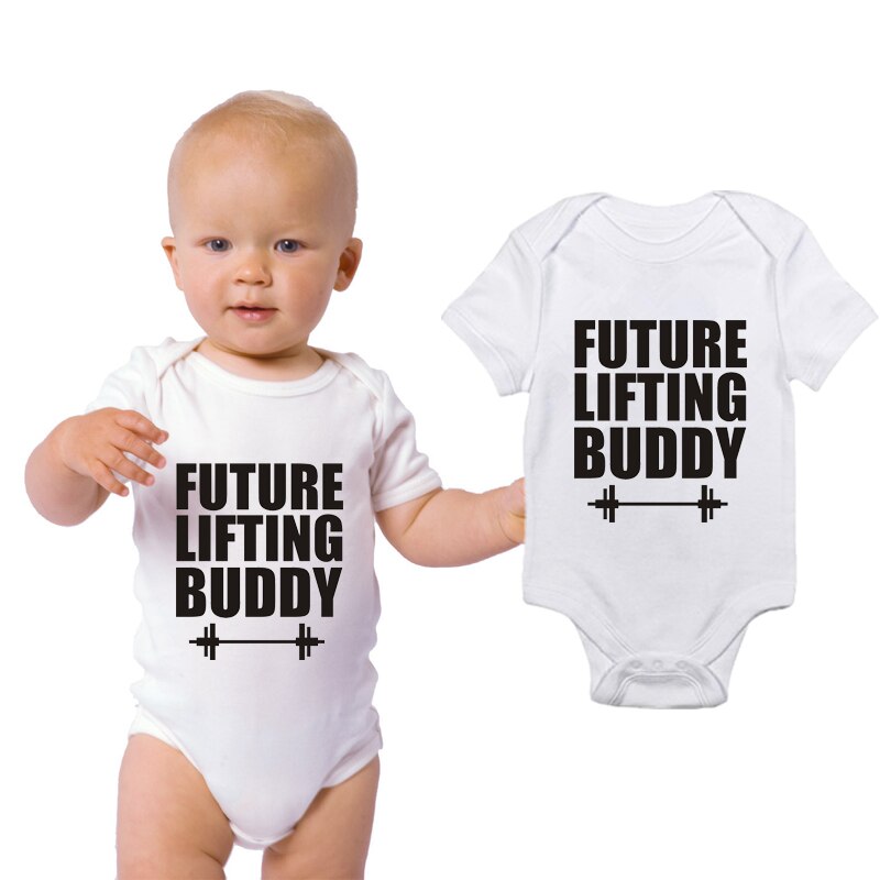 Futur levage copain imprimé drôle -né bébé Body blanc à manches courtes barboteuses combinaison corps bébé garçon filles Onesie vêtements