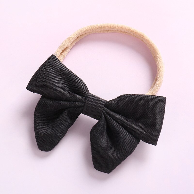 Diademas para el pelo de nailon para niña, banda de cabeza elástica con lazo, accesorios de pelo para niñas, 1 Uds.: Negro