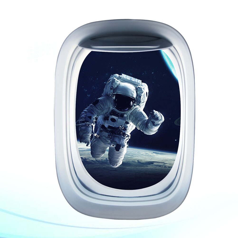 Flyttbara tecknade yttre rymden rymdman landskapsmönster fönster väggklistermärken astronaut glas klistermärken dörr klistermärken för barn