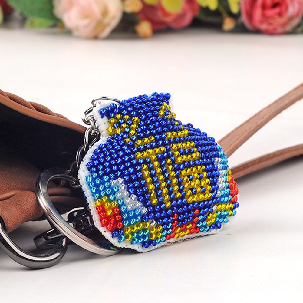 Colgante de cuentas completo con bordado de bolsa de la suerte, accesorios para manualidades DIY duraderos, Kit de bordado de punto de cruz, mochila, llavero, abalorios