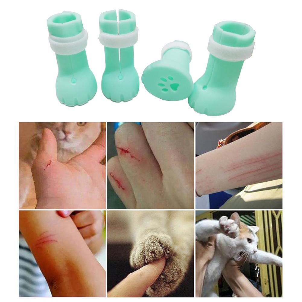 2 pares de zapatos de gato botas Anti-mordedura baño lavado garra cubierta cortar uñas cubierta de pie mascota pata Protector para Anti-rasguño botas para gato