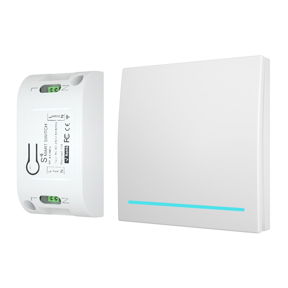 CACAZI Home Wall Panel Wireless smart push Switch Light button 433Mhz RF Remote Control AC 90-250V Receiver Bedroom Ceiling Lamp: 1 gang 1 receiver WH