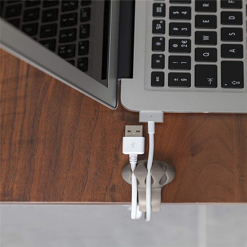 Multi-purpose Desktop Phone Cable Winder Headphone Clip Management Organizer Charger Cable Silicone Holder 3 Slot Strips