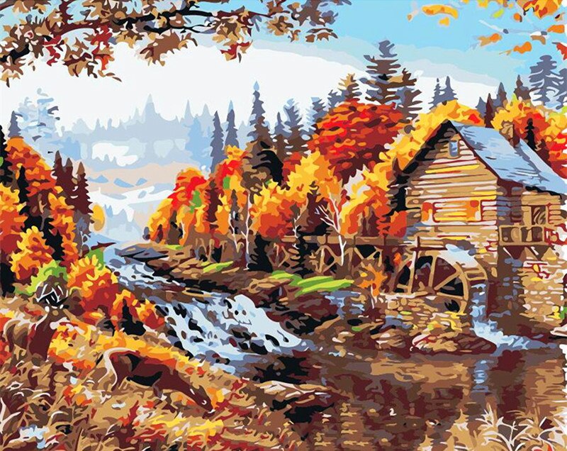 HUACAN Paint By Numbers Scenery Drawing On Canvas HandPainted House Art DIY Picture Kits Home Decor: SZHC1-1892