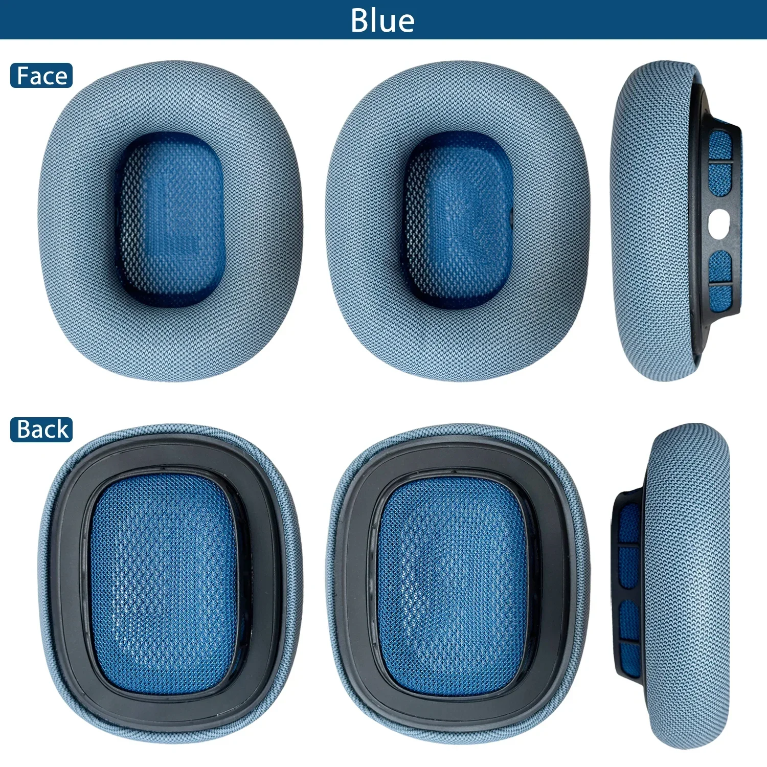 Earmuffs couro macio para Apple AirPods Max, Headset capa protetora, almofada de ouvido, fones de ouvido acessórios, 1 par: Azul