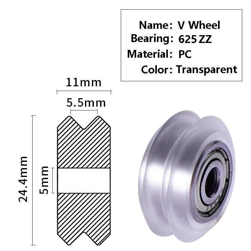 Mega 8Pc 3D Printer Polycarbonaat Katrol Wiel V-Slot Pom 625zz/Rs Lineaire Lagers Openbuild Voor Creality CR10 S5 Ender 5 3/3Pro: 8PCS V Trans Wheel