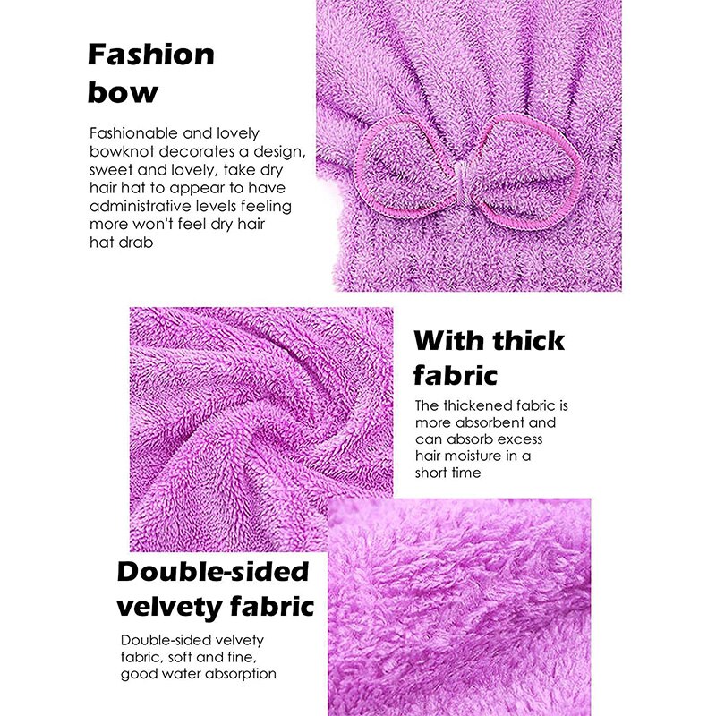 Bonnet de séchage de cheveux en microfibre pour filles et femmes, Turban absorbant à séchage rapide pour sécher les cheveux bouclés, bonnet de douche avec serviettes enveloppantes