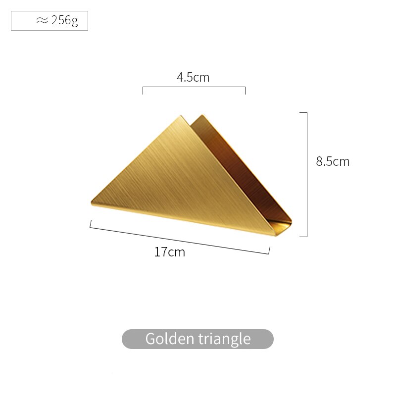 Caja para pañuelos y servilletas triangulares de acero inoxidable, color negro y dorado, papel para mesa rejilla para almacenamiento de toallas, decoración de escritorio para el hogar: Golden triangle