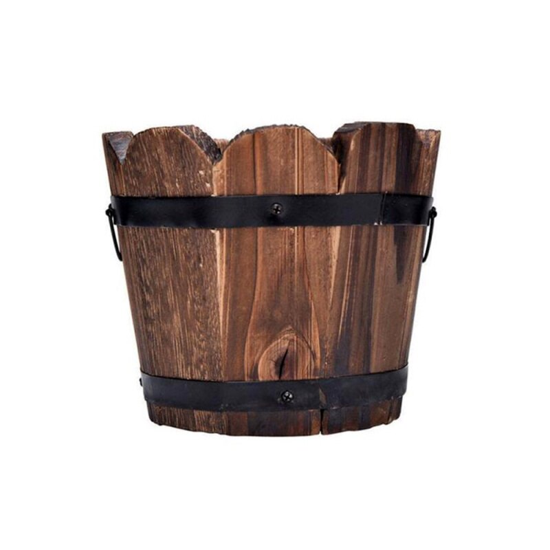 Barriles de flores de plantación Retro, caja de maceta rústica suculenta con borde ondulado, contenedor de flores y plantas, decoración al aire libre: E