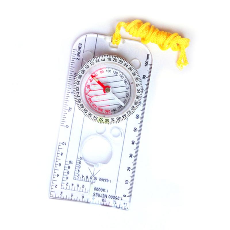 1pc Mini Compass Map Scale Ruler Magnifying Navigation Map Multifunctional Equipment For Outdoor Hiking Camping: Default Title