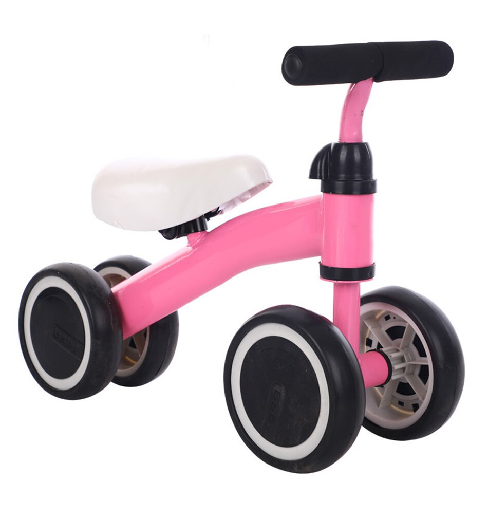 Baby mini cykel børnecykel med 4 hjul balance pedal legetøj firehjulet cykel i 1-3 år børn til læring gå scooter: Lyserød cykel