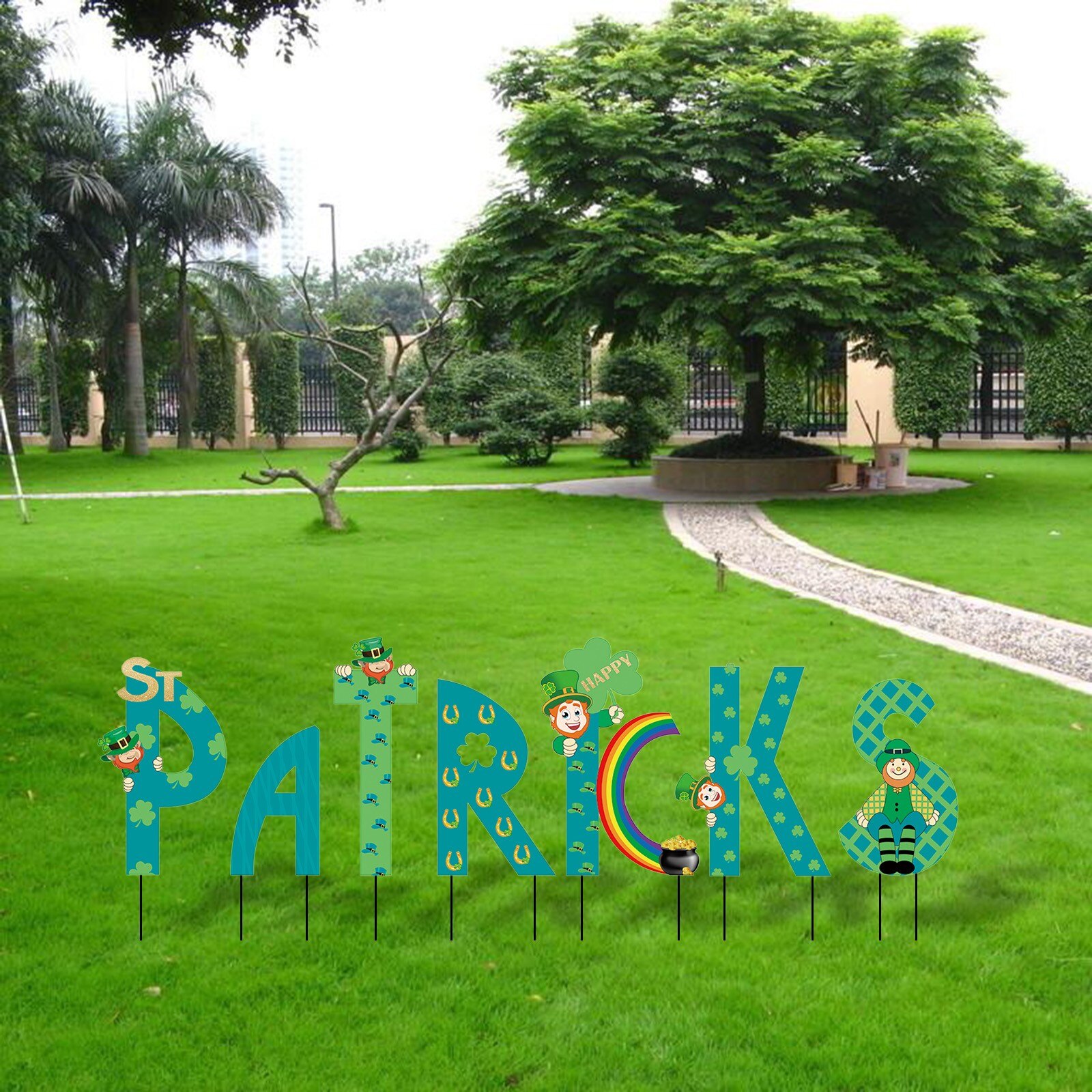 7Pc St. Patrick Dag Decoraties Outdoor Tuin Gazon Yard Teken Met Stakes Home Yard Teken Met Stapel Outdoor gazon Decoratie