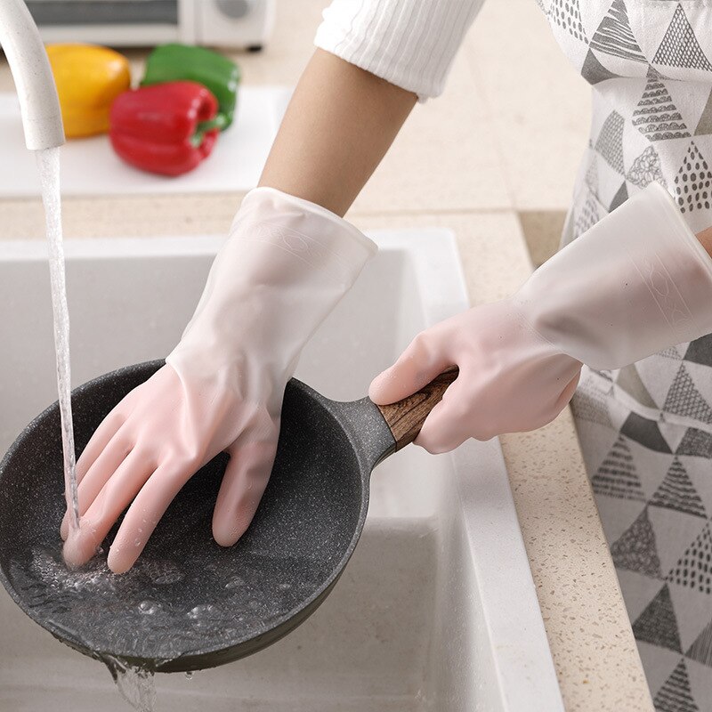 Dishwashing Cleaning Gloves Silicone Rubber Dish Washing Glove for Household Scrubber Kitchen Clean Tool