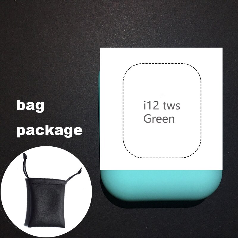 Tutew Stereo Senza Fili Auricolari i12 TWS Auricolare Bluetooth Mini Cuffie Senza Fili di Tocco Auricolare fone de ouvido PK i7s i9s i11: Green with bag