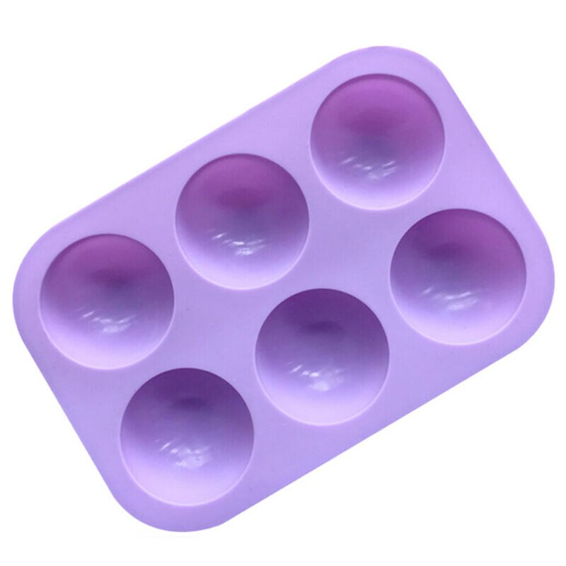 6 Cavity Half Ball Sphere Cake Silicone Mold Chocolate Cupcake Baking Pan Mould: Purple