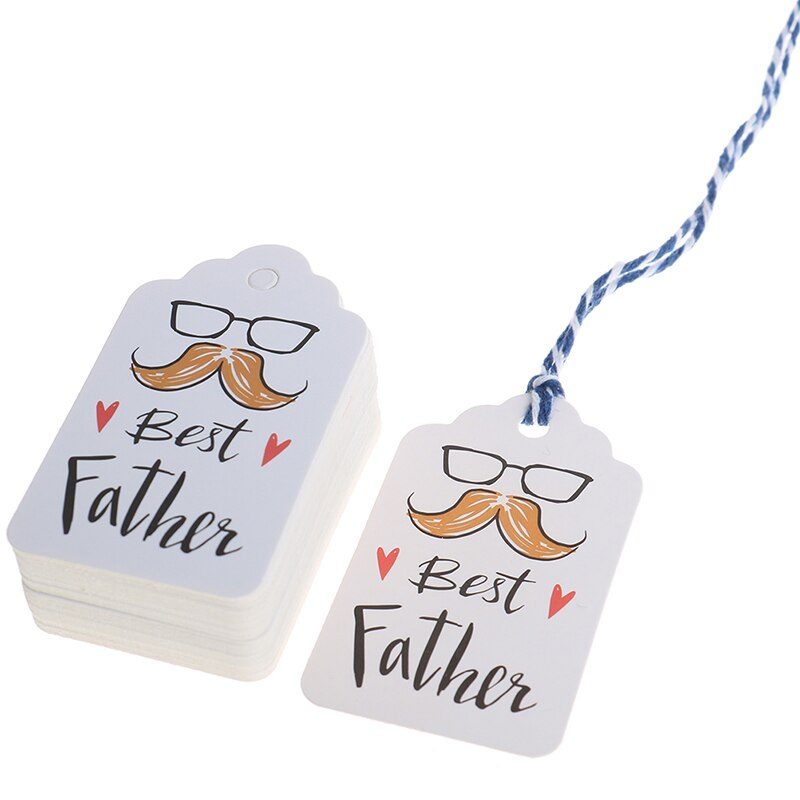Juego de 50 unidades para el mejor día del padre, marcapáginas pintado, colgante con etiqueta