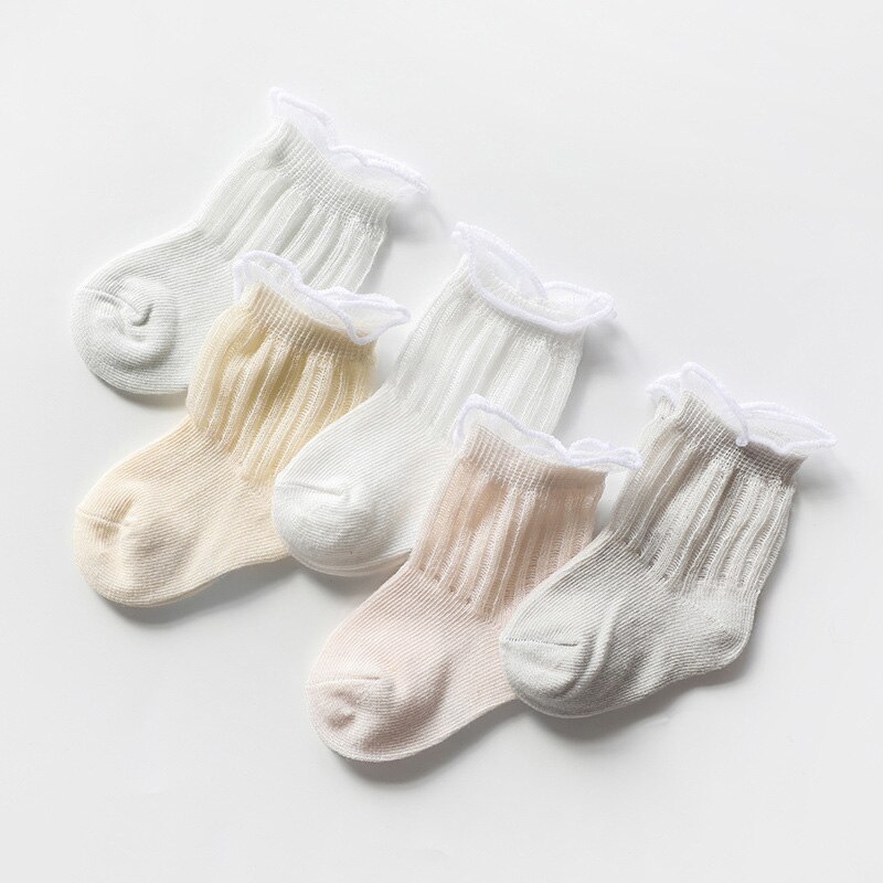 5 par babysokker sommer tynd toddler baby pige dreng sokker mesh åndbar blød nyfødte børn korte sokker sokken: Pige stil 2 / 1-2 år