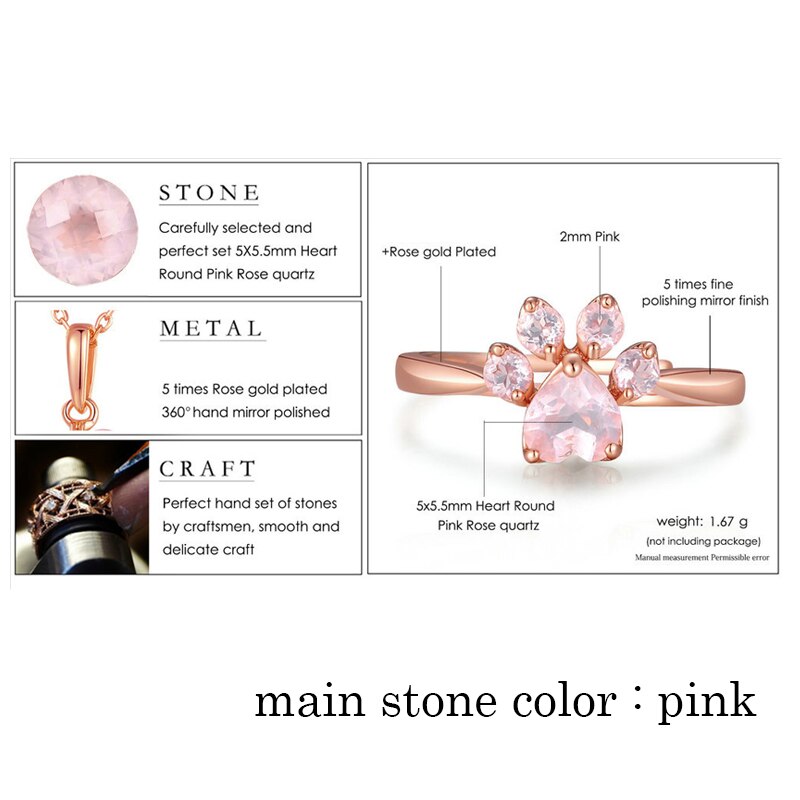 4 Stuks Kat Bear Poot Ring Voor Vrouwen Sieraden Sets Wit Cz Steen Zilveren Kleur Ringen Ketting Armband oorbel Set