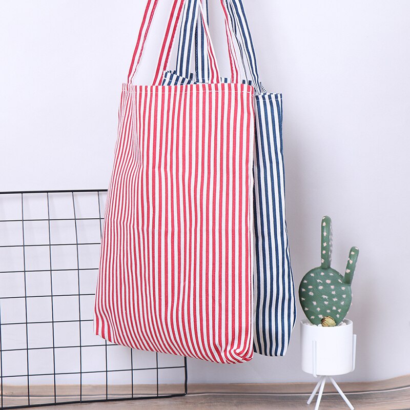 Femme femmes étudiant coton lin sac à bandoulière unique Durable rayé sacs à provisions 1 pièces fourre-tout