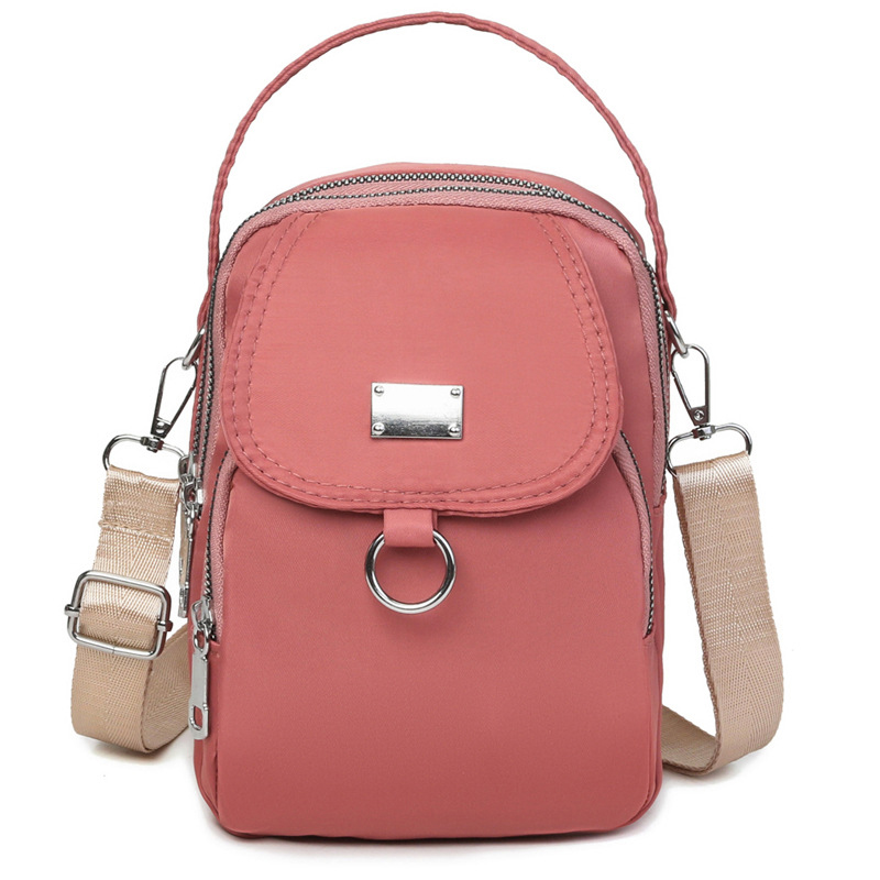 1pc dam casual messenger bag axelväska enfärgad multifunktionell handväska flerskiktad lätt oxfordväska crossbody: Guld-