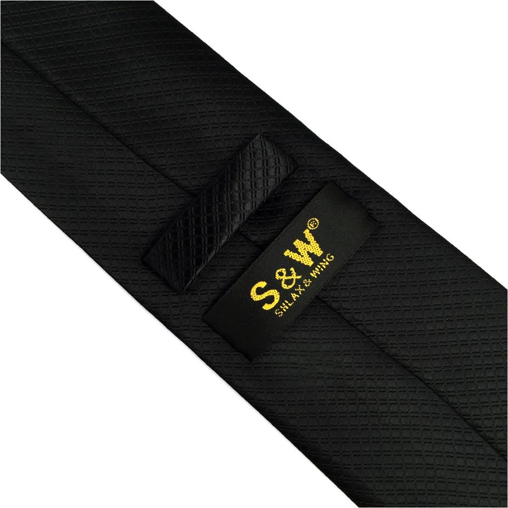 Zijde Zwart Solid Mens Stropdas Stropdas Set Mode Huwelijkscadeau Acceossories X-lange Pocket Plein