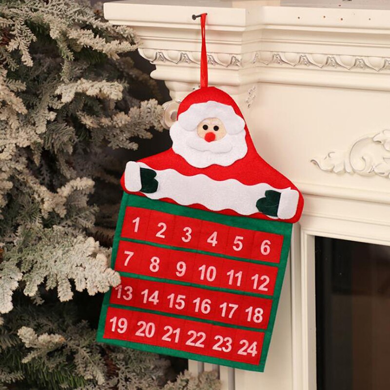 1pcs Christmas Advent Calendar Santa Claus Snowman Elk With Cloth Hooks Decoration
