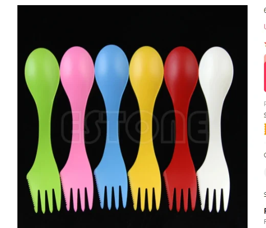 6x Spoon Fork Knife Camping Hiking Utensils Spork Combo Travel Gadget Cutlery: Default Title