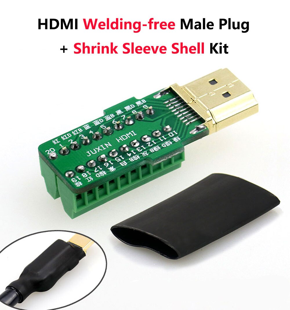 Conector HDMI sin soldadura HDMI 2,0 enchufe macho adaptadores de líneas HD DIY soporte 4K 2K 3D HDMI 2,0/1,4/1,3: Sleeve Weld-free
