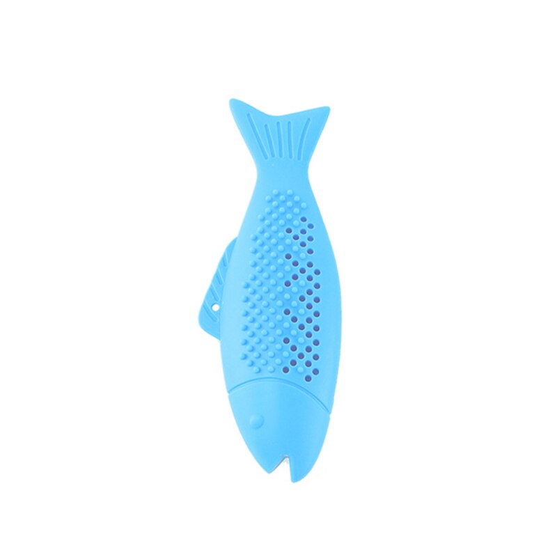 Cat Teeth Cleaning Dental Care Chew Stick Catnip Toys For Pet Cat Toy Interactive Fish Catnip Toys Safe Food Grade Silicone: Blue