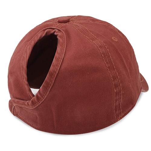 Furtalk vintage baseball cap kvinder mænd vasket bomuld hestehale baseball caps mænd snapback hip pop hat sort sommer kasket til kvinder: Rustrød 2