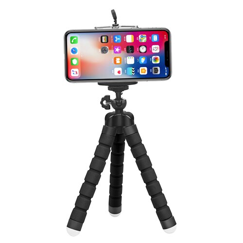 SCHIETEN Flexibele Octopus Statief Voor Gopro Xiaomi Yi 4K SJCAM Dslr Met Mobiele Telefoon Clip Tablet Stand Mount Voor mobiele Telefoon: Black