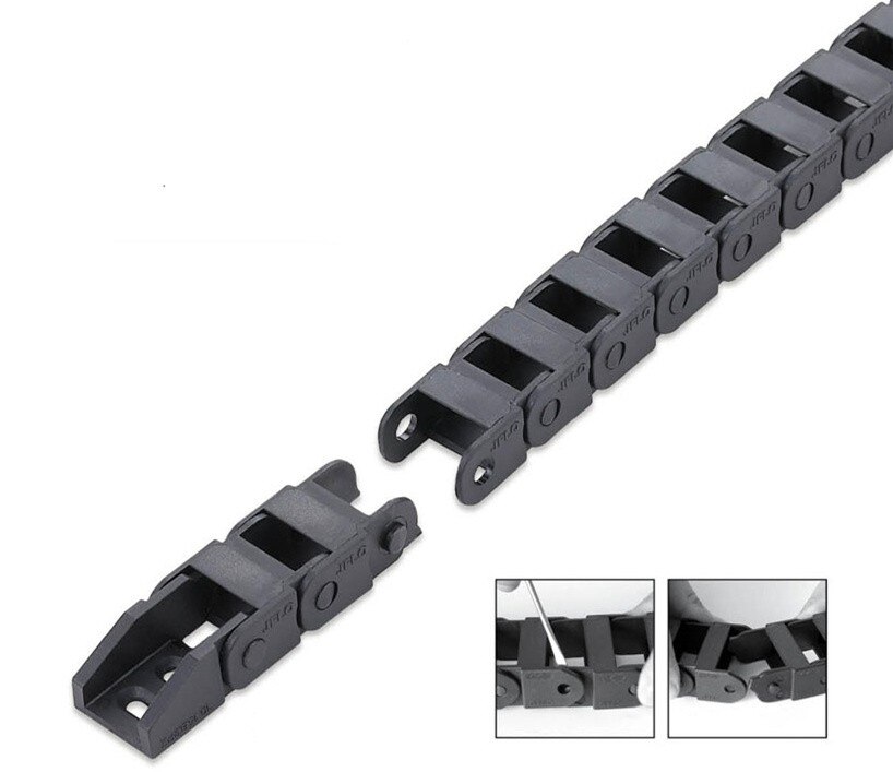 1 stuks bridge type kan open plastic 15mm x 30mm drag ketting met end connectoren L 1000mm graveermachine kabel voor CNC router