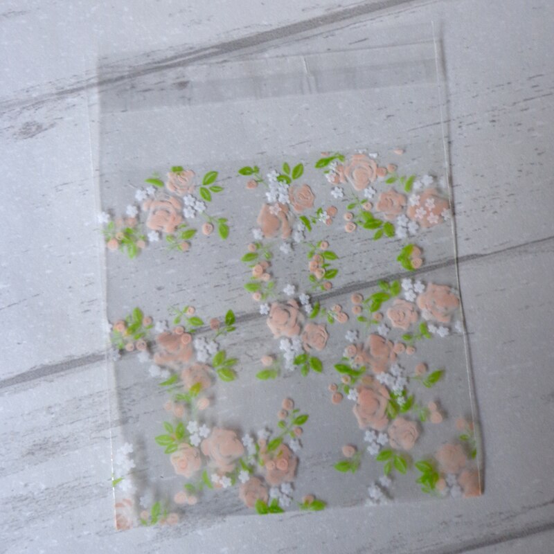 100pcs 7X7cm Bloemen Transparante Opp Plastic Zakken voor Snoep Cookie Verpakking Cellofaan Zak Bag Briefpapier plastic Envelop