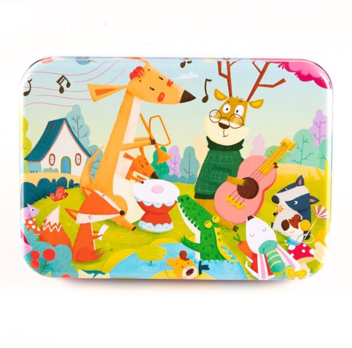 120 stück Eisen Box Verpackung Holz Cartoon Puzzle Spielzeug Kinder Intelligenz Entwicklung Tangram Und Jigsaw Puzzle Spielzeug: Concert