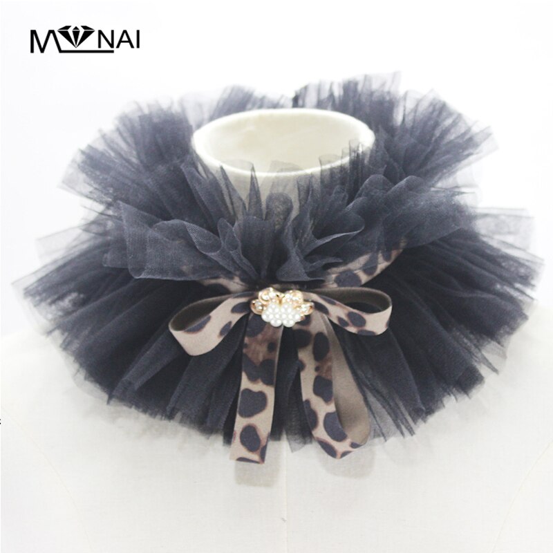 Fest kostume klovnekrave vintage net mesh hals ruff aftagelige kraver vintage: Sort