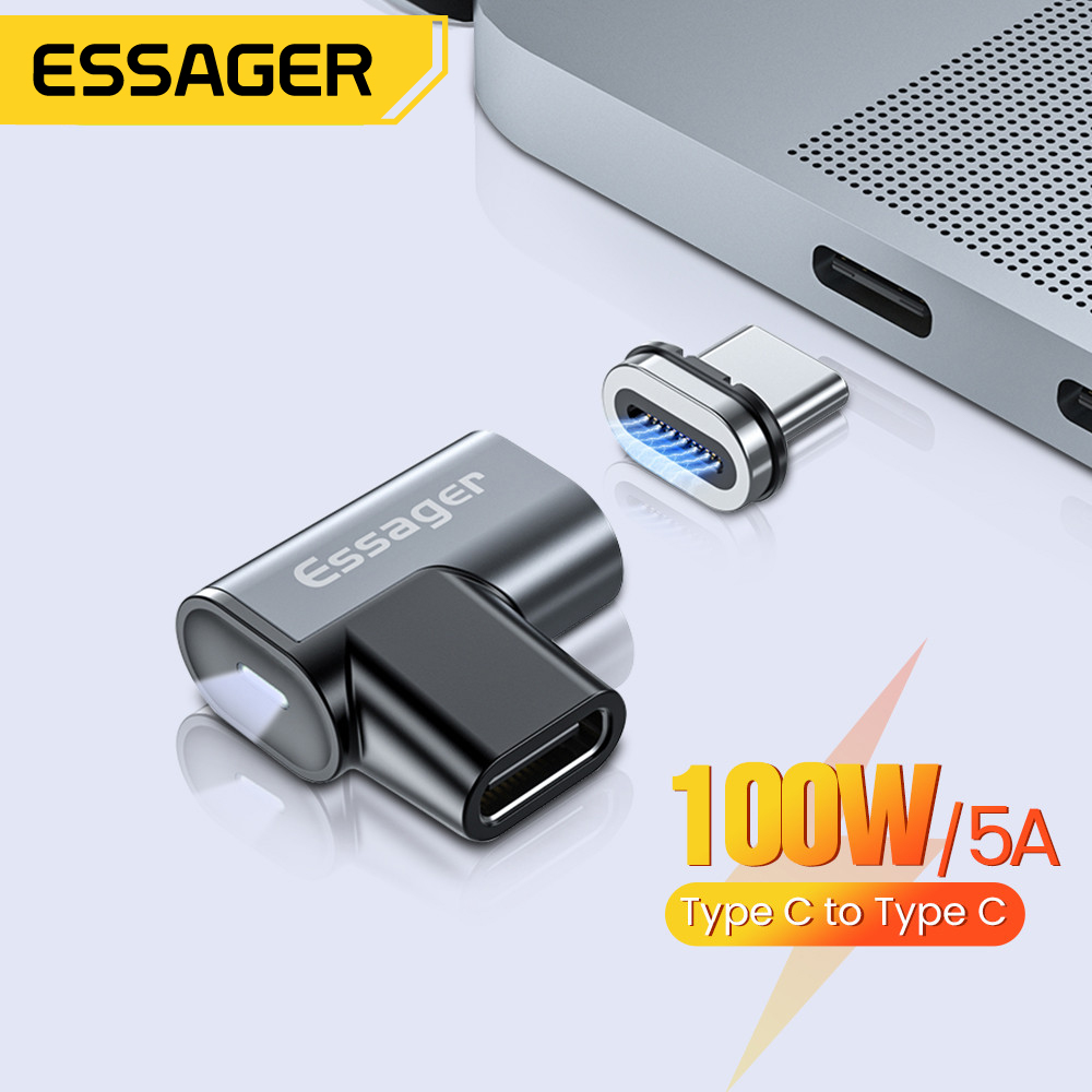 Essager 100 W USB Typ C auf Typ-C magnetischer Adapter USB-C weiblich männlich Magnetanschluss für MacBook Pro Air Laptop Telefonkonverter