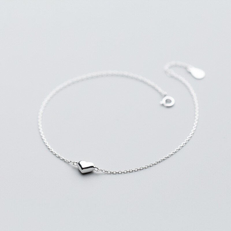 MloveAcc 925 Sterling Silver Romantic Small Heart Charm Anklets for Women S925 Ankle Bracelet Adjustable Length