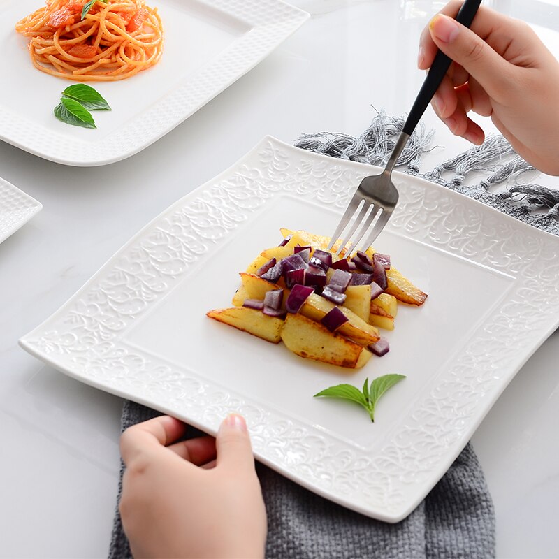 Home Kitchen Servies Pure Witte Steak Plaat Vlakke Plaat Keramische Zoete Hart Schotel