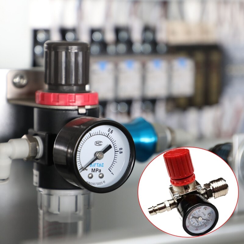 Air Compressor Pressure Valve Switch Control Regulator with Gauges 3 Holes Pressure Reducer for Fast Pressure Reduction