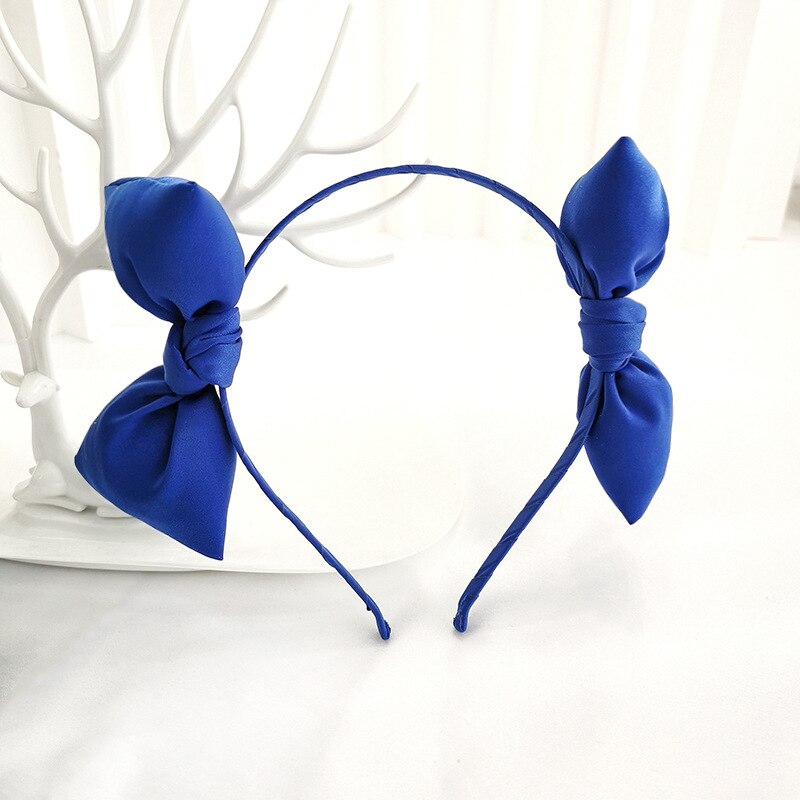 Serre-tête à Double nœud papillon pour filles, serre-tête coréen, accessoires de cheveux, tendance, mignon, mobile, en peluche: Bleu