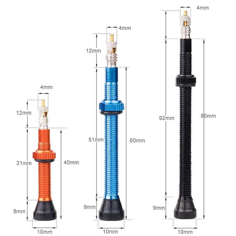 Fiets 1 Paar 40/60/80Mm Valve Voor Road Mtb Fiets Tubeless Banden Messing Kern Legering Stem tubeless Kit Compatibel